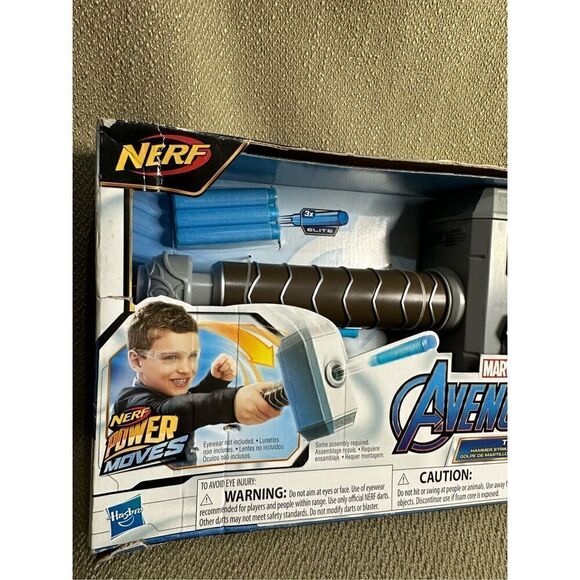 NERF Power Moves Marvel Avengers Thor Hammer Strike Dart-Launching Toy New - Picture 2 of 6